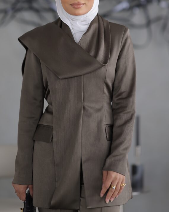 Shiny Shawl Metallic Dark Olive Set