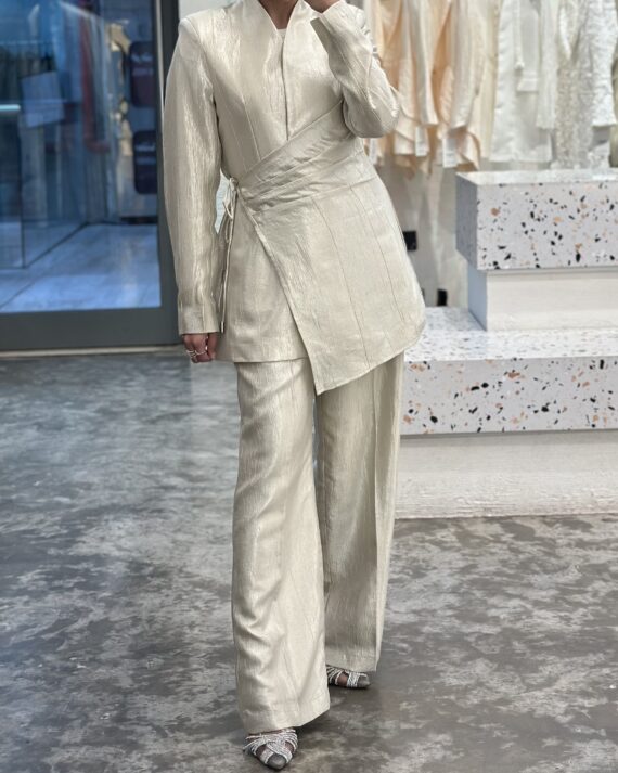 Metallic Beige Wrap Belt Set