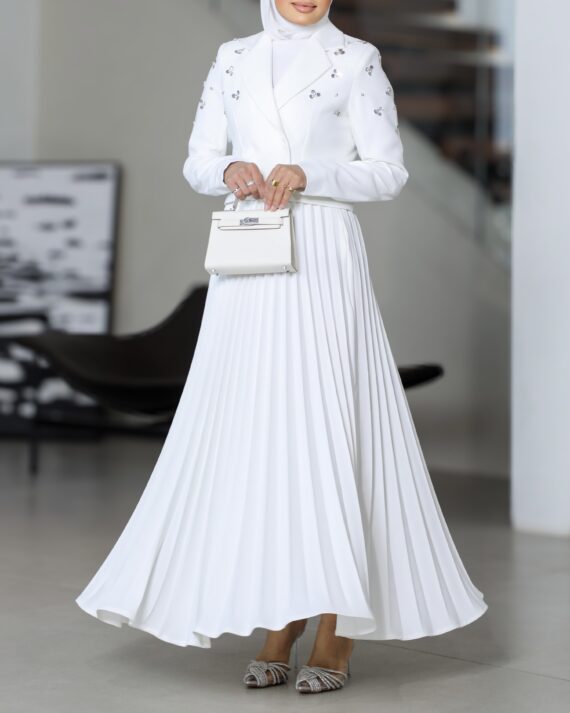 Shoulder Crystal Blazer w Skirt Set