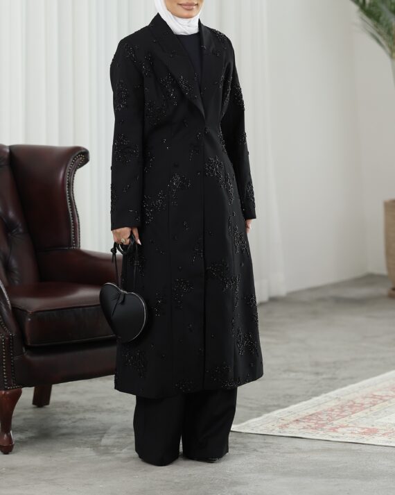 Luxury Black Long blazer Set