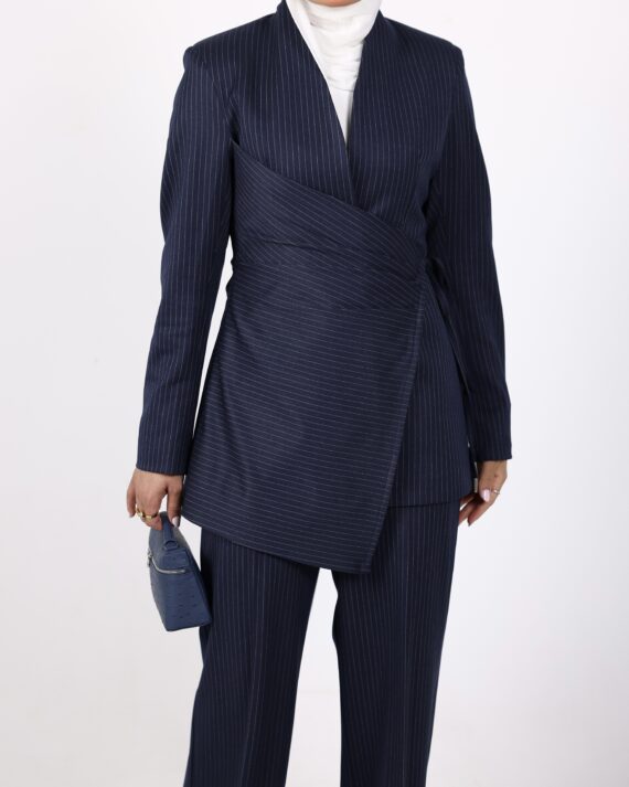 Navy Stripped Wrap Belt Set