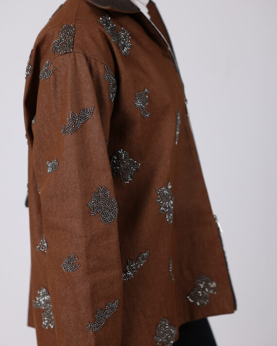 Studded Brown Double Zipper Jacket