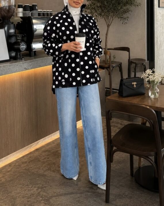 Polka Dots Zipper Blouse 2