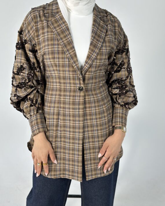 Plaid Embellished Blazer
