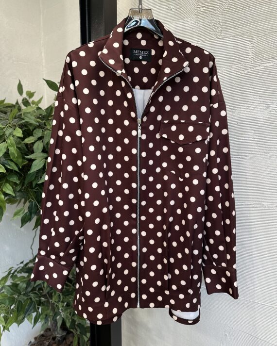 Polka Dots Zipper Blouse 3