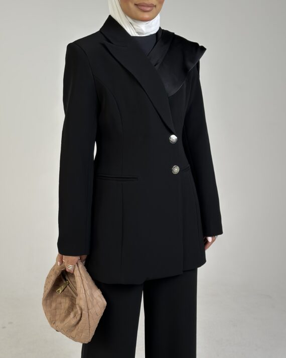 Shawl Blazer Black Set