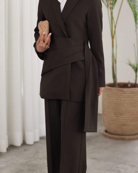 Chocolate Brown Side Wrap Belt Set