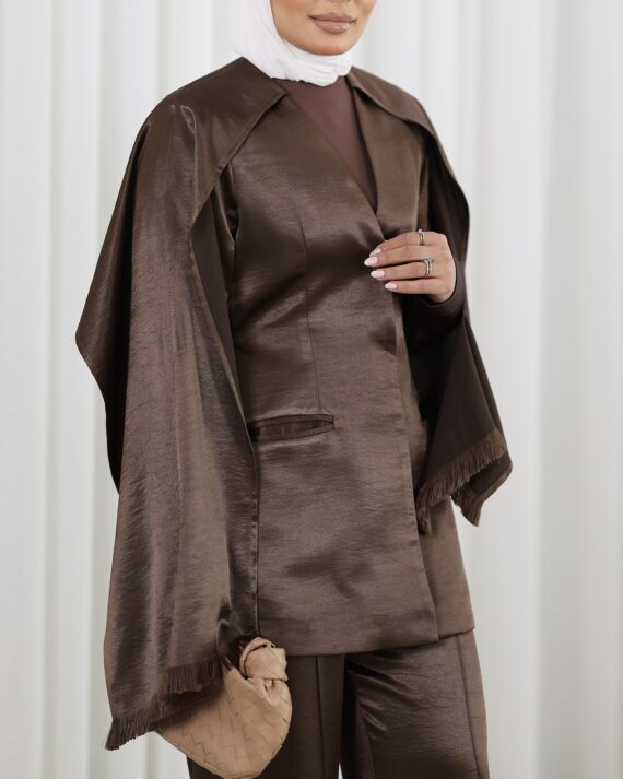 Drape Sleeve Brown Set