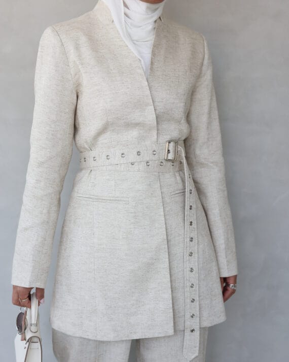 Linen Double Wrap Belt Set 1 (Beige)