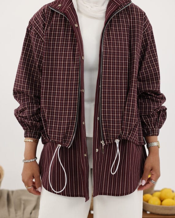 Stylish Plaid Maroon Top