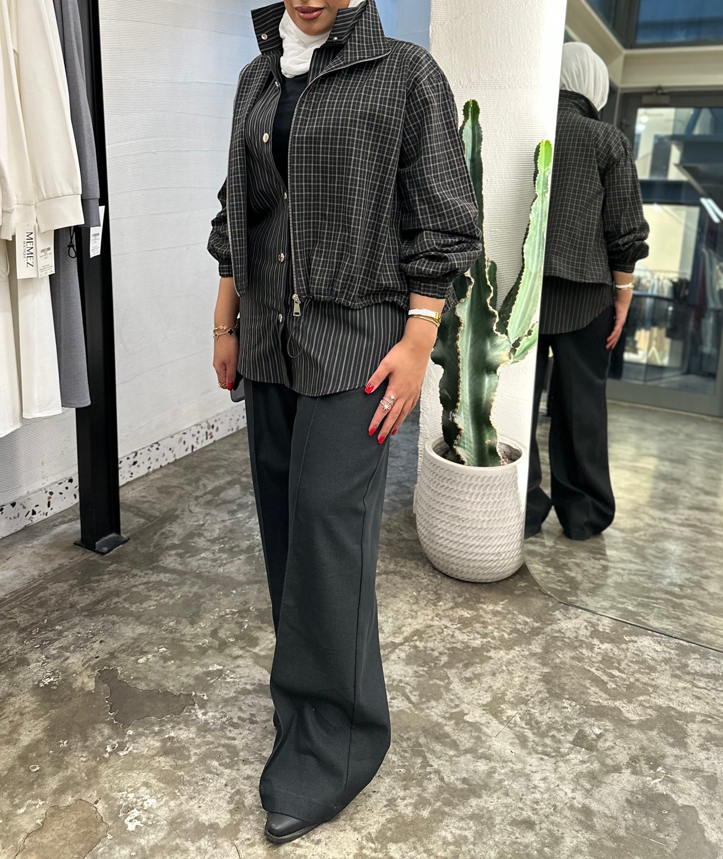 Stylish Plaid Graphite Top
