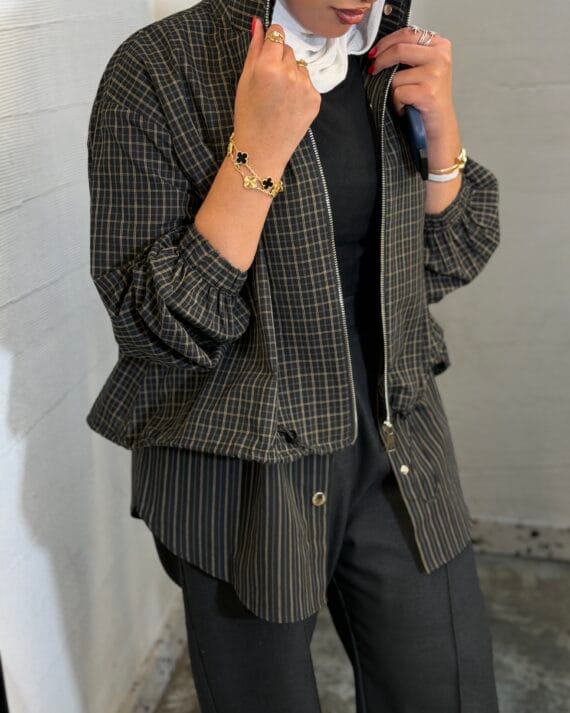 Stylish Plaid Graphite Top