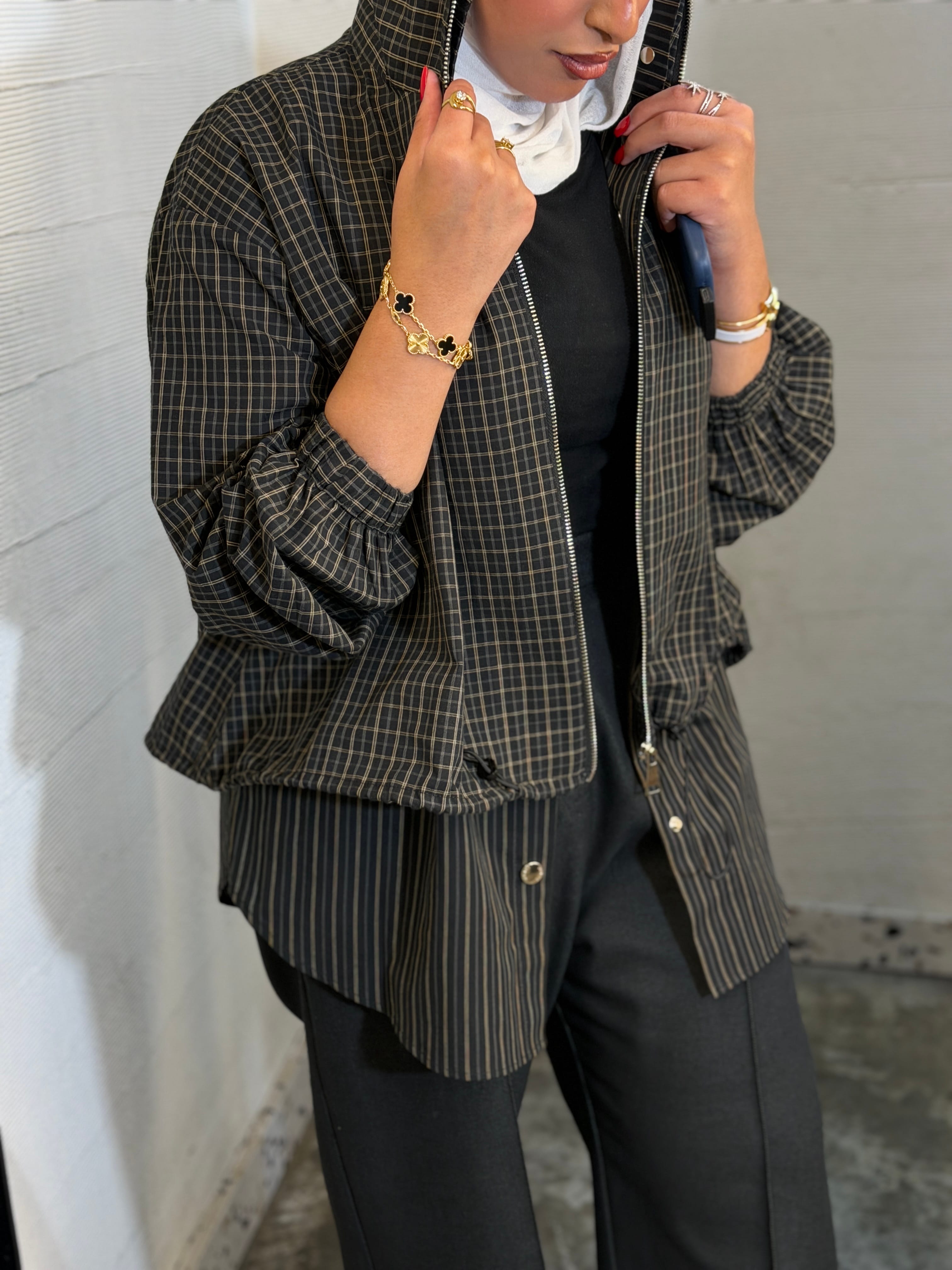 Stylish Plaid Graphite Top